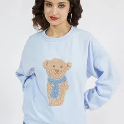 Athena Women Solid Teddy Embroidered Round Neck Long Sleeves Pullover Regular Sweatshirt-image-69