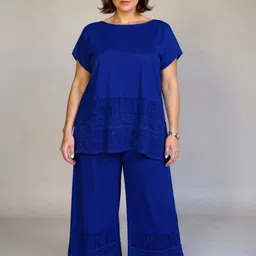 DressBerry Curve Embroidered Boat Neck Tunic With Trousers-image-85