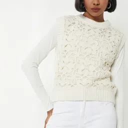 max Women Floral Self Design Sleeeless Pullover Sweater-image-34