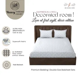 HIDECOR Super soft glace cotton printed Double bedsheet with 2 pillow cover image 4