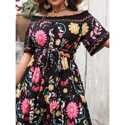 StyleCast Curve Women Floral Printed Off-Shoulder Maxi Dress image 4