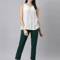 Go Colors Women Solid Regular Fit Mid-Rise Cotrton Trouser image 2