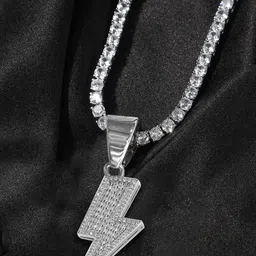 VAGHBHATT Men Silver-Plated Stainless Steel Artificial Stones Studded Antique Necklace-picture-36