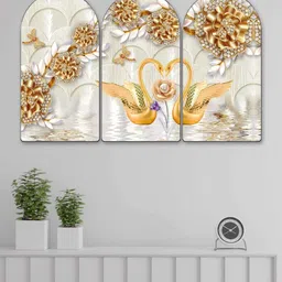Myntra Elegant Homes Gold-Toned Set of 3 Piece MDF Other Wall Paintings-picture-27