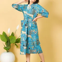 Marika Unisex Blue Cotton Bath Robe image 2
