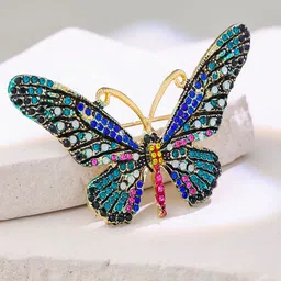 VAMA Aquamarine Studded Saree Clip Saree Accessories-picture-11