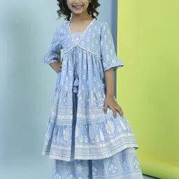 Biba Girls Floral Printed Pure Cotton Kurta With Sharara-image-9