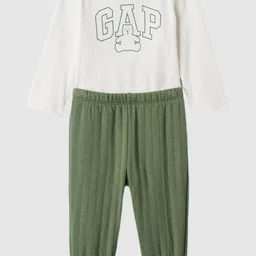 GAP Kids Printed Short Sleeves Crew Neck Pure Cotton Top With Joggers Clothing Set-image-31