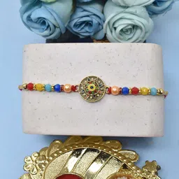 MEIRA JEWELLERY 2-Pcs Rakhi With Greeting Card & Roli Chawal image 2
