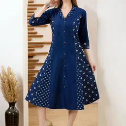 Meher Impex Printed Lapel Collar A-Line Ethnic Dress-picture-22
