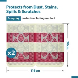 Aura Cream-Coloured & Red 4 Pieces Cotton Sofa Covers image 4