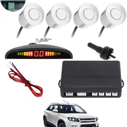 maties Universal Increased Safety For Passengers White Sensor Parking Sensor 300 4 Reverse White Sensor With Led Display,Buzzer For VitaraBrezza MarutiSuzuki2016 Parking Sensor image 1
