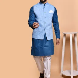 PRINTCULTR Men Regular Pure Cotton Kurta with Trousers image 1