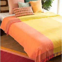 FREEDOM TREE Oram Yellow & Orange-Coloured Colour-Blocked King Bedcover-picture-24