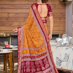all about you Ethnic Motifs Printed Zari Pure Cotton Bagru Saree image 4