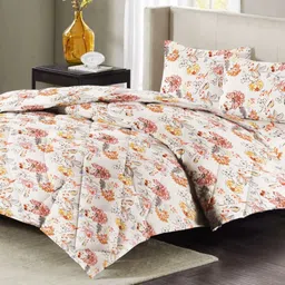 San Marino White & Pink Floral Cotton 4 Piece Double King Superfine Bedding Set-picture-16