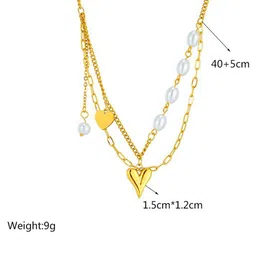 KAORI BY SHREYA AGARWAL Stainless Steel Gold-Plated Pearls and Heart Layered Necklace image 4