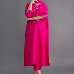 Vastukala Women Ethnic Motifs Self Design Kurta with Trousers & Dupatta image 5