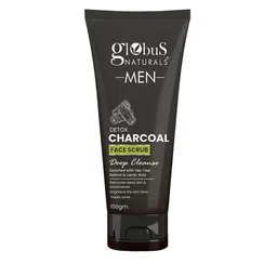 Globus naturals Detox Charcoal Face Scrub Enriched With Tea Tree & Retinol 100g image 1