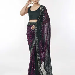 Ethnielle Women Embellished Sequinned Saree-image-0