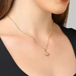 DressBerry Stainless Steel Gold-Plated American Diamond Stone Studded Necklace image 4