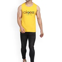 SLOWLORIS Pack Of 2 Printed Round Neck Sleeveless Bio-Wash Cotton Gym Vests image 5