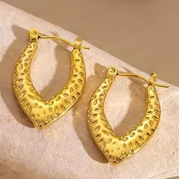 DressBerry Stainless Steel18k Gold-Plated Anti-Tarnish Geometric Shaped Hoop Earrings-picture-33