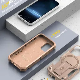Luxury Kase iPhone 14 Plus Mag-Safe Compatible Magnetic Back Case with Portable Kickstand image 3