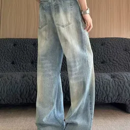 HERE&NOW Men Straight Fit Highly Distressed Light Fade Jeans image 2