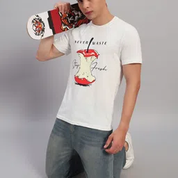 SWAGNOX Men Graphic Printed Round Neck Cotton Regular Fit T-shirt image 4