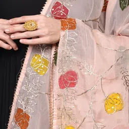 Exotic India Printed Art Silk Dupatta with Sequinned image 2