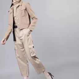 tokyo talkies Women Solid Turtle Neck Beige Sweater image 2