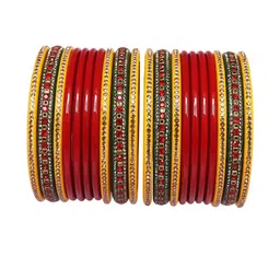 TAJ BRIDAL STORE Set Of 20 Kundan Studded Lac Bangles-picture-23