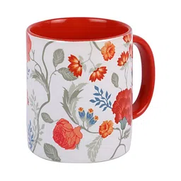 PENTADECO White & Rust Floral Printed Ceramic Glossy Mugs Set of Cups and Mugs image 3