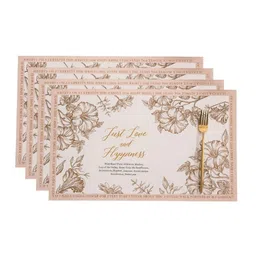 YELONA 4Pcs Pink & Brown Patterned Waterproof Heat-Resistant Anti-Slip Table Placemats-picture-21