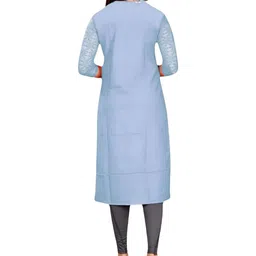 Coft Round Neck Long Sleeves Straight Kurta image 3