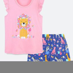 Oh Rare Girls Printed Shorts Sleeves Round Neck Cotton T-shirt With Shorts-picture-48