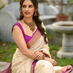 CaniBani Woven Design Zari Silk Blend Banarasi Saree image 2