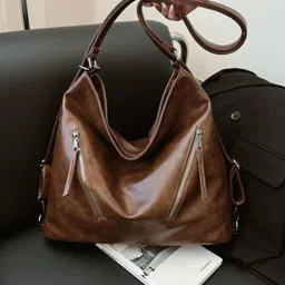 StyleCast Women Solid Structured Zip Detail Shoulder Bag image 3