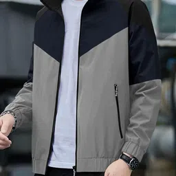 NATRIS Men Colourblocked Windcheater Biker Jacket image 3