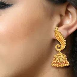 VIVASTRI Peacock Shaped Jhumkas Earrings image 2