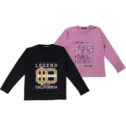 NeuVin Kids Pack of 2 Typography Printed Round Neck T-shirts-picture-32