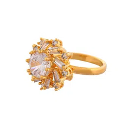 Voylla Gold-Plated Sparkling Elegance Eternal Shine American Diamond-Studded Finger Ring image 4