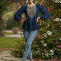 GoSriKi Women Floral Flared Sleeves Indie Prints Kurta-image-81