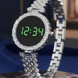 Moover Women Embellished Dial & Bracelet Style Straps Analogue Automatic Watch GRL-RDMDled-SLVR-J1-picture-36