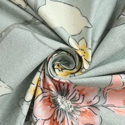 MAFATLAL Lime Green Floral Printed 160 TC Microfiber Queen Bedsheet Set- 2.28m x 2.54m image 3