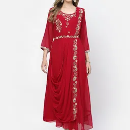 TS LIFESTYLE Women Floral Embroidered A-Line Maxi Dress-picture-11