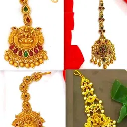 essta Women Pack of 4 Gold-Plated Artificial Stones Studded Head Jewellery image 4