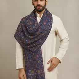 MUFFLY Men Kalamkari Woven Design Stole with Fringed Border-picture-34