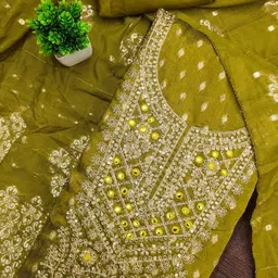 BlissFlair Floral Embroidered Sequinned Unstitched Dress Material-image-73